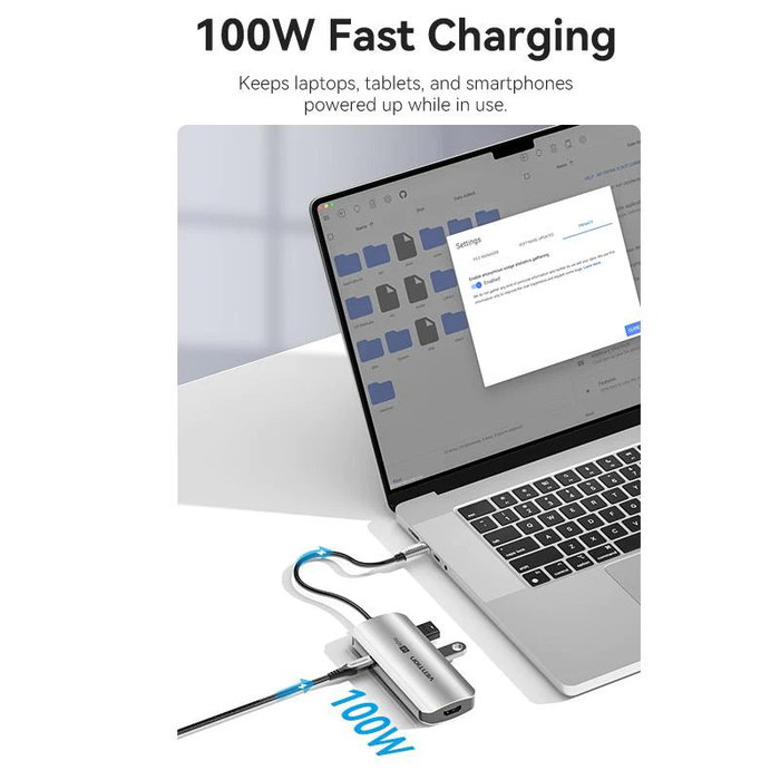 Vention Docking Station TQDHB con HDMI 4K, 3x USB y USB Tipo-C PD, Gris Vention Docking Station TQDHB con HDMI 4K, 3x USB y USB Tipo-C PD, Gris